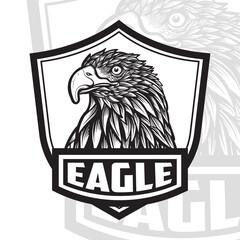 eagle head mascot black and white emblem logo design