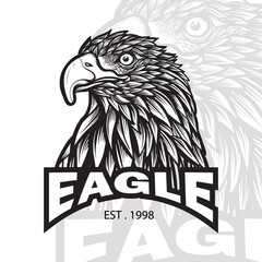 eagle head mascot black and white logo design