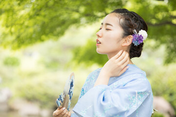 Woman in Japanese traditional fashion
