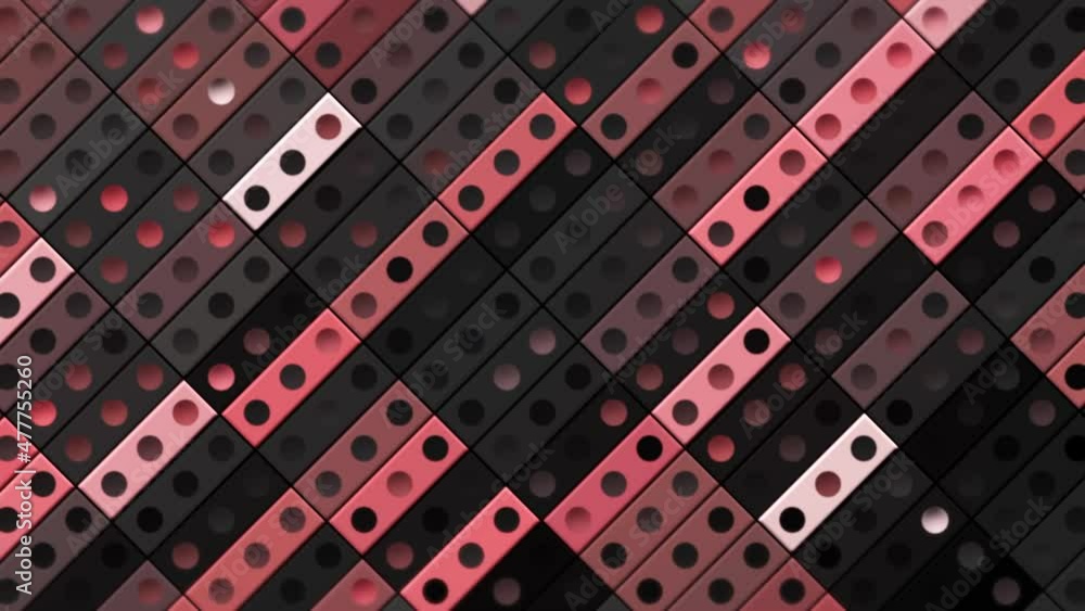 Poster background of squares with dots and flashing stripes. motion. multicolored stripes flashing on dotte