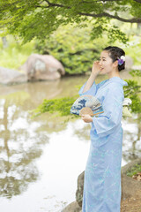 Woman in Japanese traditional fashion