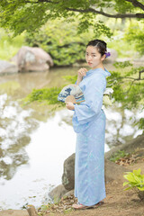 Woman in Japanese traditional fashion