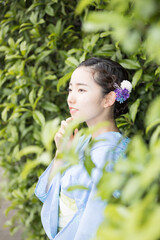 Woman in Japanese traditional fashion