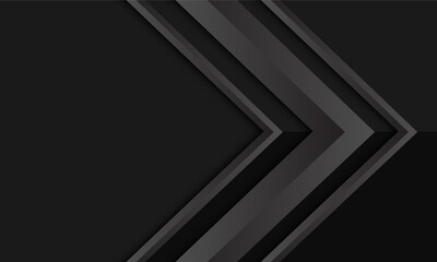 Abstract grey metallic arrow direction on black with blank space design modern  futuristic background vector