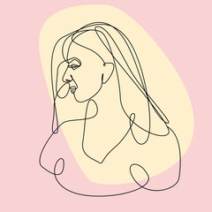 The stylized image of a girl or woman. Outline drawing. Beauty and fashion 
