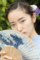 Woman in Japanese traditional fashion
