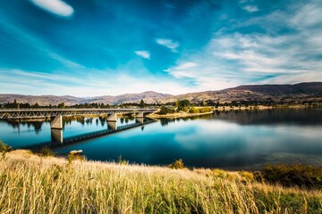 Bridge crossing lake