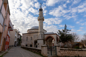 Fototapeta na wymiar Edirne, Turkey, December 22, 2021: Sahabettin pasha Mosque (kirazli mosque). 15th century Ottoman architecture.