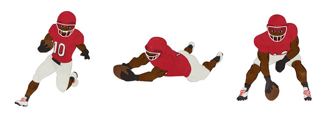 Illustration set of American football player 02