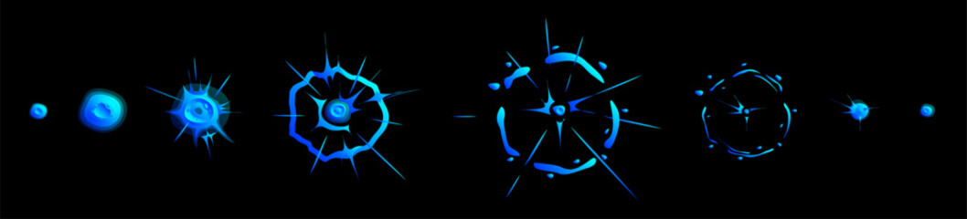 Explosion, flash of blue flame. Storyboard