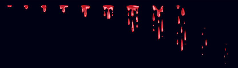A sprite sheet, a water trap, a splash. Animation for a game or a cartoon. Vector illustration. Red water or blood