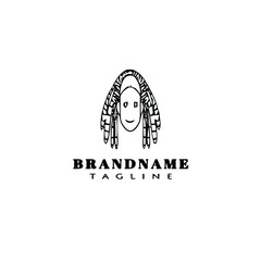 dreads logo cartoon template icon design black isolated vector illustration