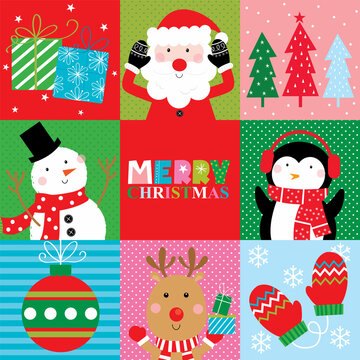 set of christmas icons perfect for christmas greeting card or christmas pattern design