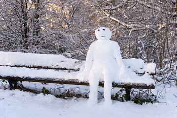 snowman on a bench