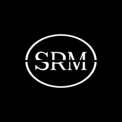 SRM letter logo design with black background in illustrator, vector logo modern alphabet font overlap style. calligraphy designs for logo, Poster, Invitation, etc.