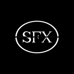 SFX letter logo design with black background in illustrator, vector logo modern alphabet font overlap style. calligraphy designs for logo, Poster, Invitation, etc.	