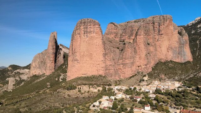 The Mallos de Riglos are a set of conglomerate rock formations in Spain.