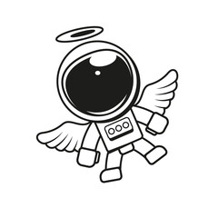 Cute Astronaut Working On Laptop Cartoon Vector Icon Illustration. Science Technology Icon Concept Isolated Premium Vector. Flat Cartoon