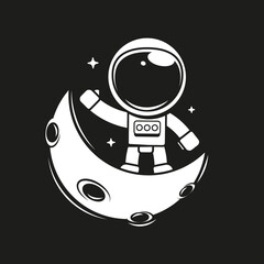 Cute Astronaut Working On Laptop Cartoon Vector Icon Illustration. Science Technology Icon Concept Isolated Premium Vector. Flat Cartoon