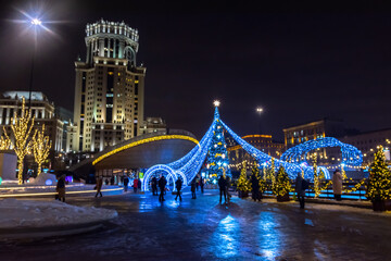 Obraz premium New Year's installation on Paveletskaya Square in the center of Moscow