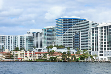 Condos, hotels and timeshares located on the intracoastal on Fort Lauderdale Beach, Florida, USA.