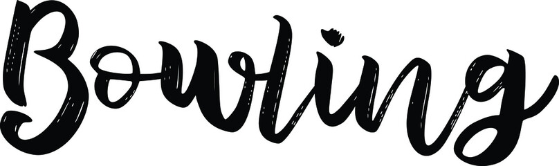 Bowling Black Color Cursive Typography Text