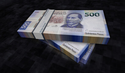 Mexico Pesos money banknotes pack 3d illustration