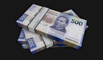 Mexico Pesos money banknotes pack 3d illustration