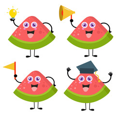 A collection of cute watermelon cartoon illustration characters 5