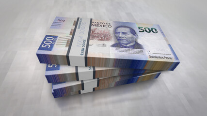 Mexico Pesos money banknotes pack 3d illustration