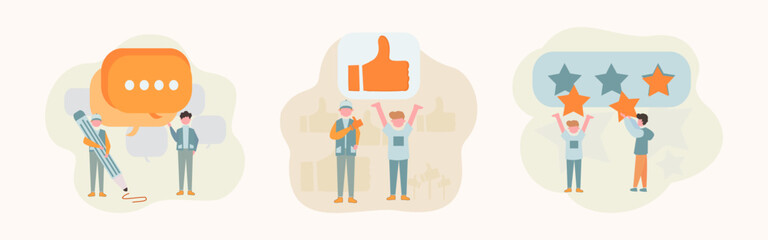 feedback illustration set, comment, support, give stars