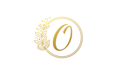 luxury letter o logo with leaf design template