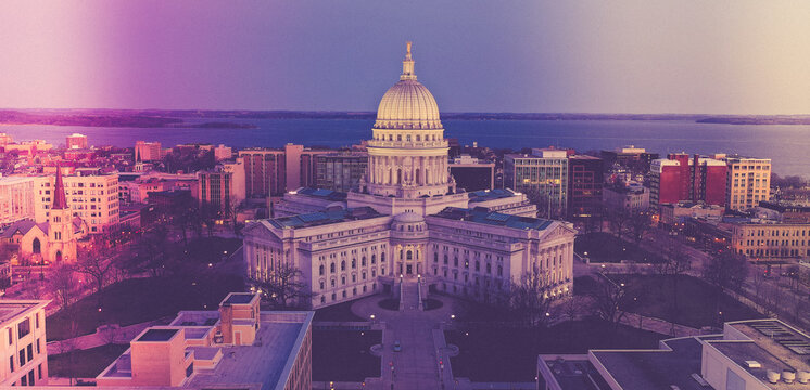 Wisconsin State Capitol Building (Downtown Madison, WI) Aerial Drone Photography