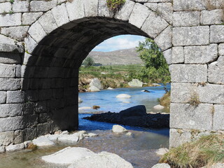 Fototapeta na wymiar Roman bridge Lozere Cevennes national park Tarn river