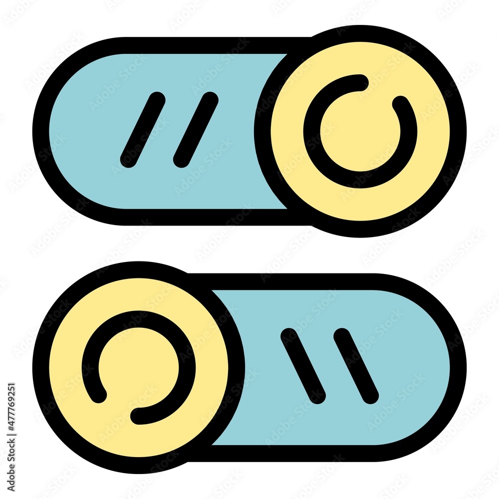Poster on off buttons icon. outline on off buttons vector icon color flat isolated