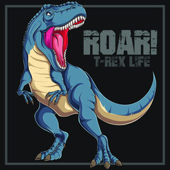 Blue angry roaring Trex © msgraphix