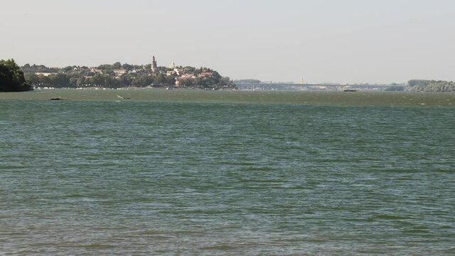View of Zemun Town and Bridge Over River Danube