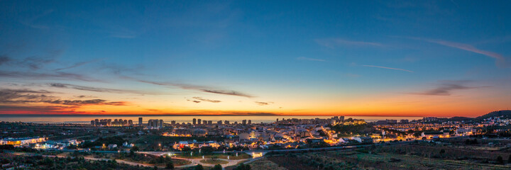 Fototapeta na wymiar Sunrise Panorama in Oropesa del Mar, Spain