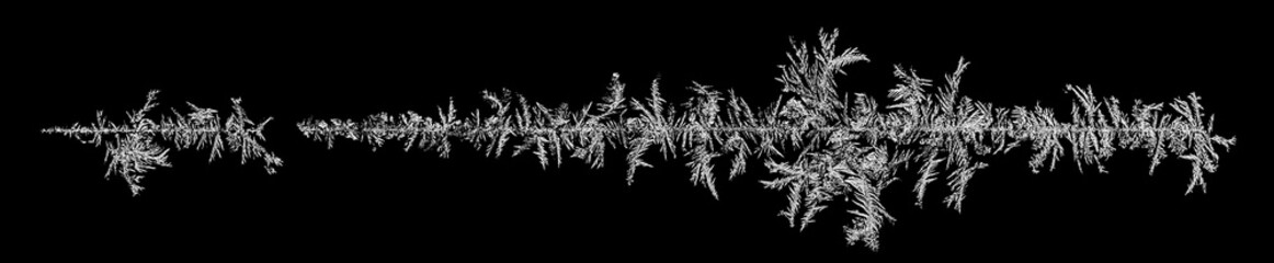 Frostwork. Decorative ice crystals on black matte background
