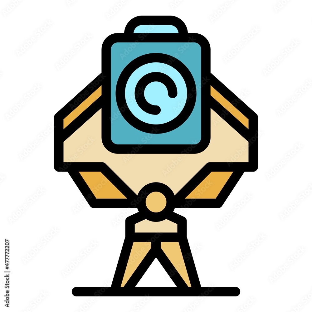 Poster builder device icon. outline builder device vector icon color flat isolated