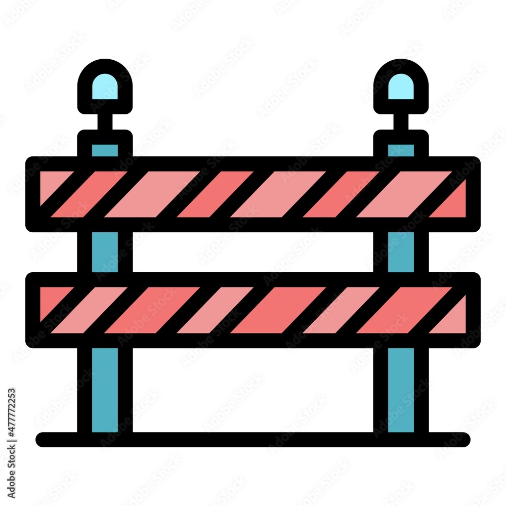Poster builder barrier icon. outline builder barrier vector icon color flat isolated