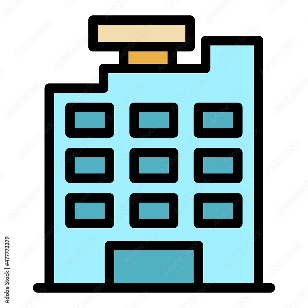Poster building builder icon. outline building builder vector icon color flat isolated