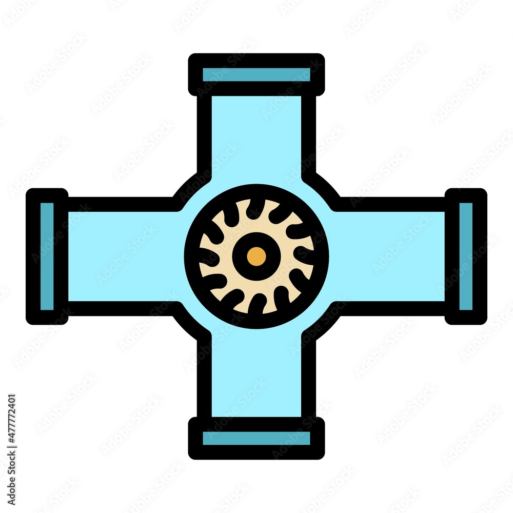 Poster builder cross pipe icon. outline builder cross pipe vector icon color flat isolated