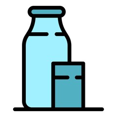 Home milk bottle icon. Outline home milk bottle vector icon color flat isolated