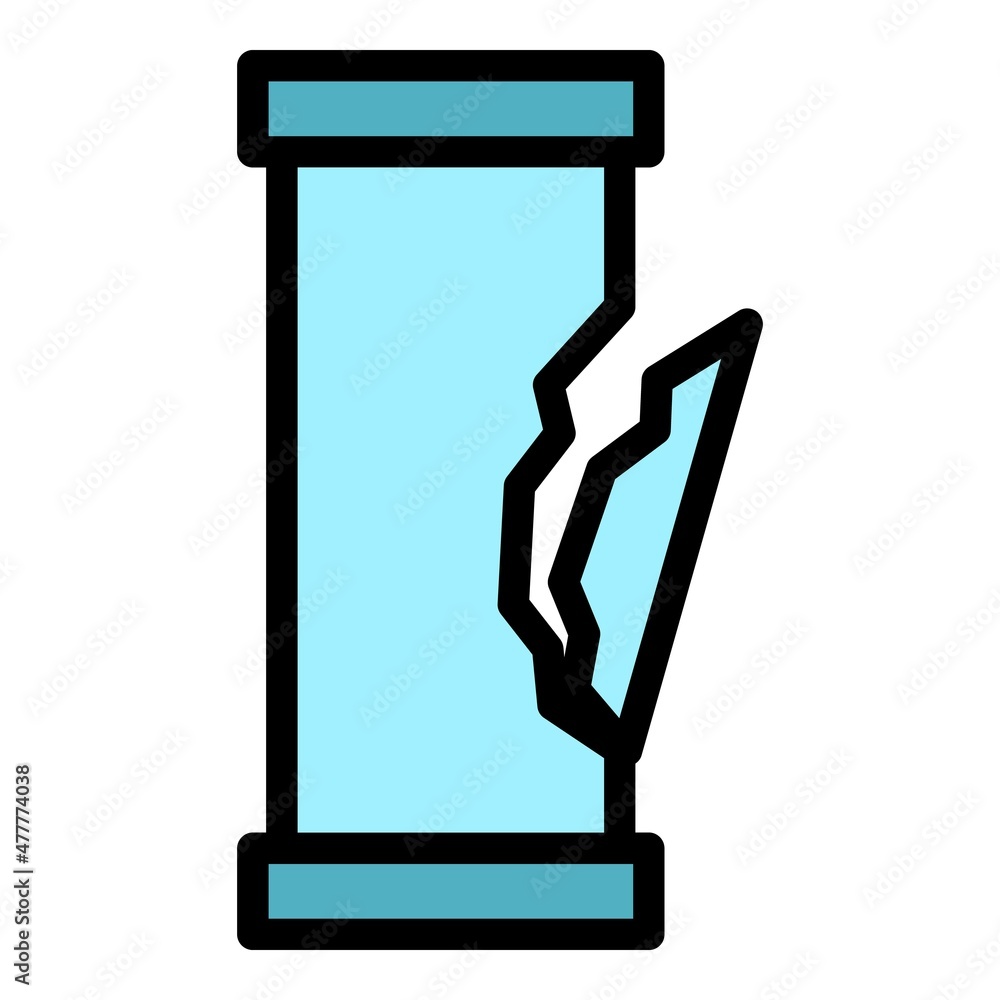 Poster broken pipe icon. outline broken pipe vector icon color flat isolated