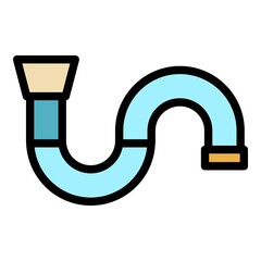 Plumbing pipe icon. Outline plumbing pipe vector icon color flat isolated