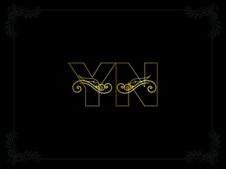 Premium Luxury YN Letter logo, Initial Yn y n luxury logo with golden color vector image design for your brand - obrazy, fototapety, plakaty
