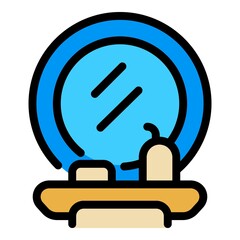 Toilet round mirror icon. Outline toilet round mirror vector icon color flat isolated