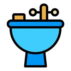 Toilet hand washing icon. Outline toilet hand washing vector icon color flat isolated