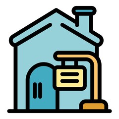 Village house property investments icon. Outline village house property investments vector icon color flat isolated